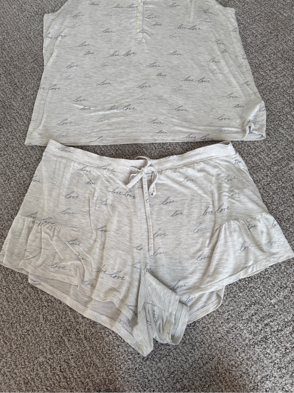 LOVE by Gap Light Gray Sleep Tank & Shorts Set Size Small - Picture 5 of 13